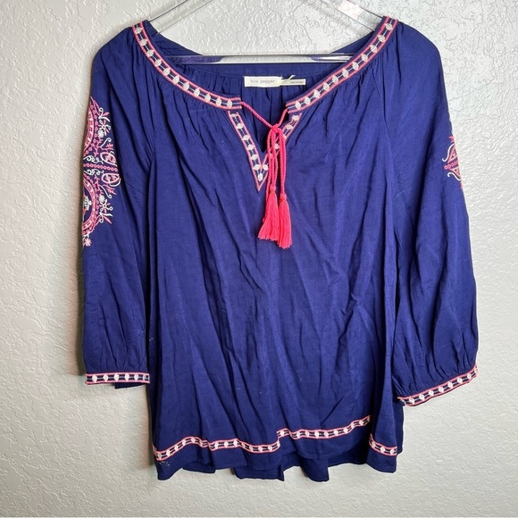 Blu Pepper Long Sleeve Embroidery Tassel Top - Picture 2 of 9